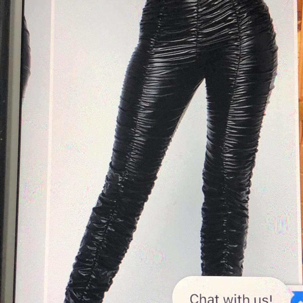 Faux Leather Rouged Pant - Picture 3 of 4